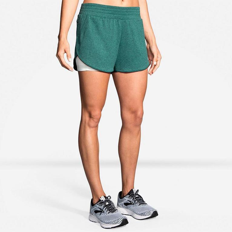 Brooks Rep 3 2-In-1 - Womens Running Shorts - Green (01287ORAD)